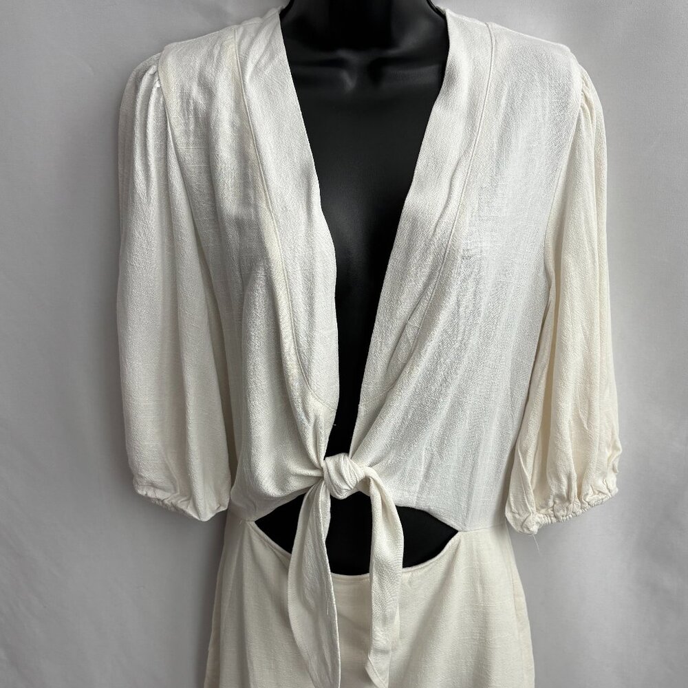 STILLWATER NWT Linen Blend Cream White Cutout Dress Size M Lagenlook Boho